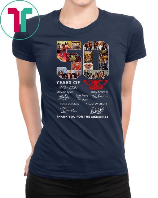 50 years of aerosmith 1970-2020 thank you for the memories signatures shirt