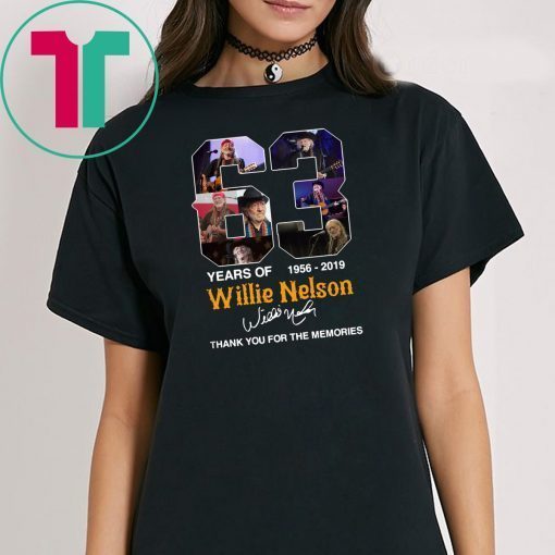 63 years of willie nelson 1986-2019 signature thank you for the memories Tee shirt