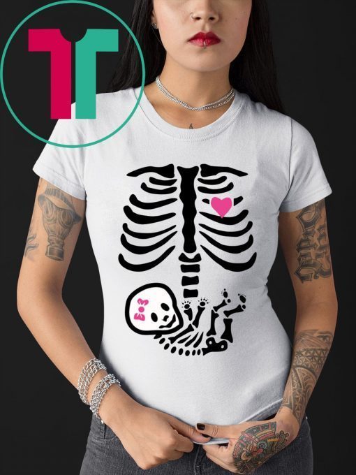 Baby Girl Skeleton Halloween Pregnancy Tee Shirt