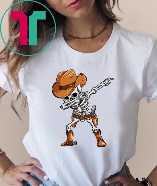 Dabbing Skeleton Cowboy Hat Halloween Tee Shirts