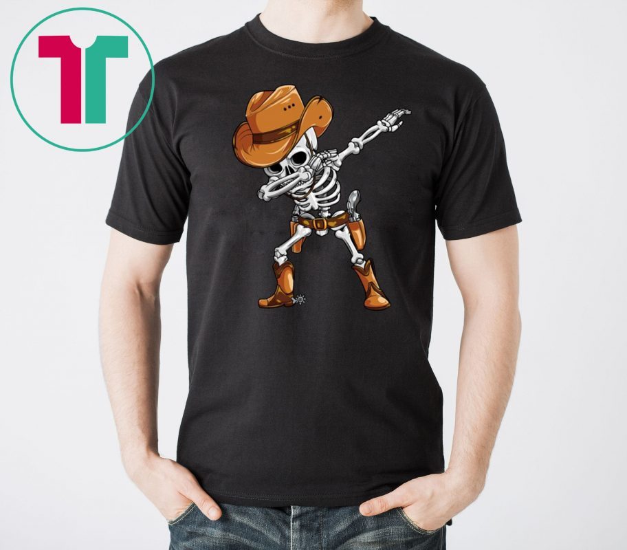 Dabbing Skeleton Cowboy Hat Halloween T-Shirt - OrderQuilt.com