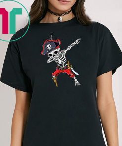 Dabbing Skeleton Pirate Halloween Jolly Roger T-Shirt