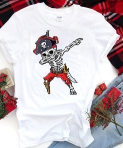 Dabbing Skeleton Pirate Halloween Jolly Roger Tee Shirt