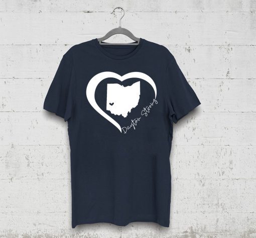 Dayton Ohio State Strong Retro Heart Map Tee Shirt