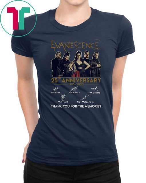 Evanescence 25th anniversary 1995-2020 signatures thank you for the memories shirt