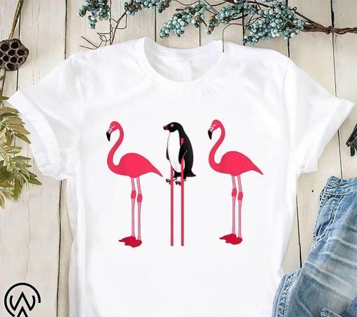 Flamingos and penguins shirt