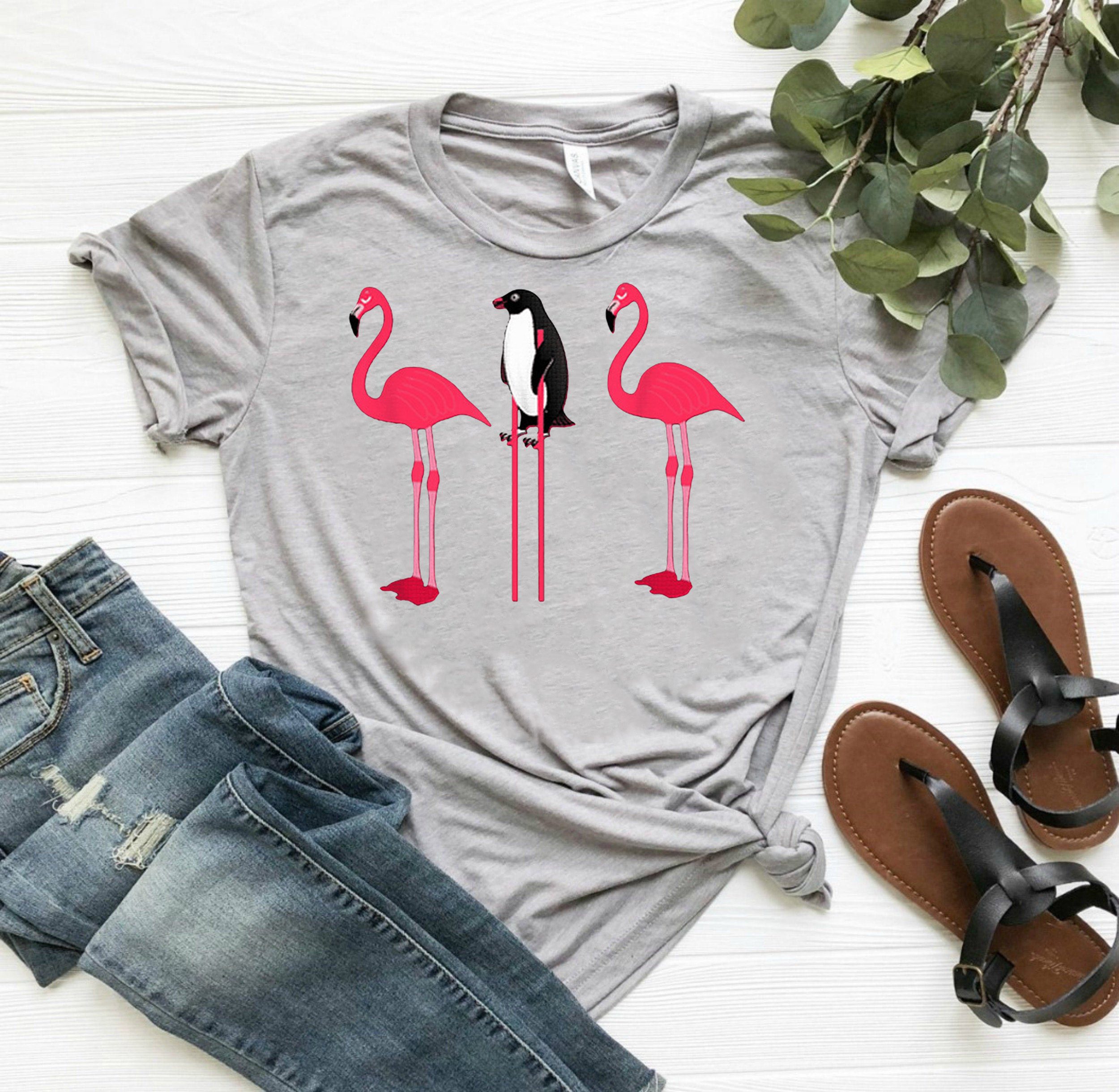 Flamingos and penguins shirt - OrderQuilt.com
