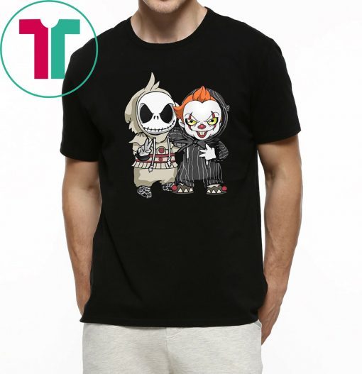 Halloween jack skellington and pennywise tee shirt