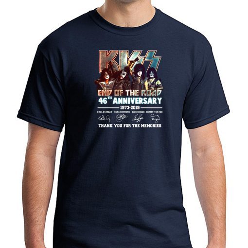 Kiss end of the road 46th anniversary 1973-2019 signatures thank you for the memories shirt