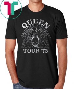Queen Official Tour 75 Crest Logo Tee Shirt