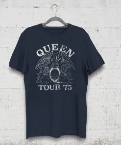 Queen Official Tour 75 Crest Logo Tee Shirt