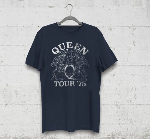 Queen Official Tour 75 Crest Logo Tee Shirt