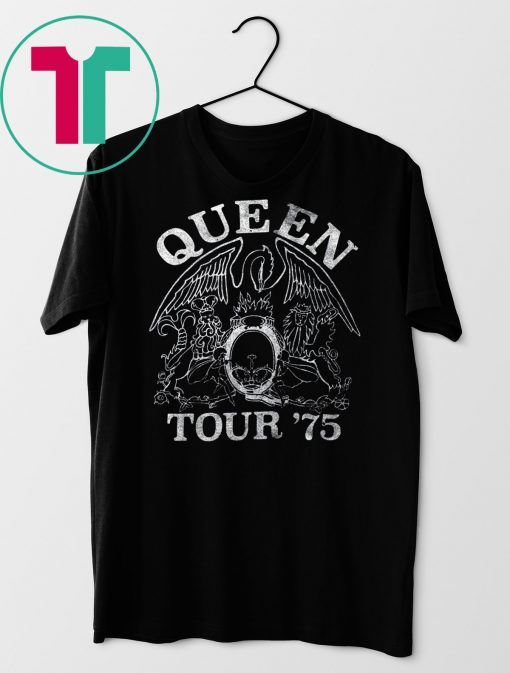 Queen Official Tour 75 Crest Logo Tee Shirt