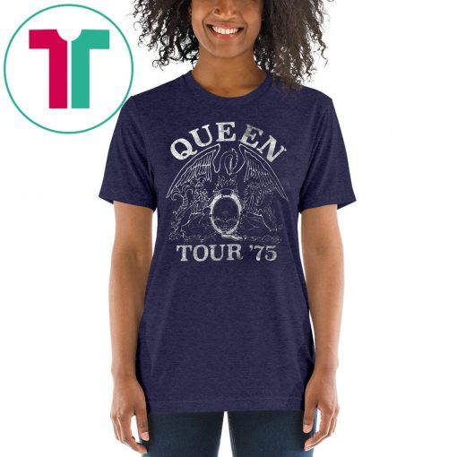 Queen Official Tour 75 Crest Logo Tee Shirt