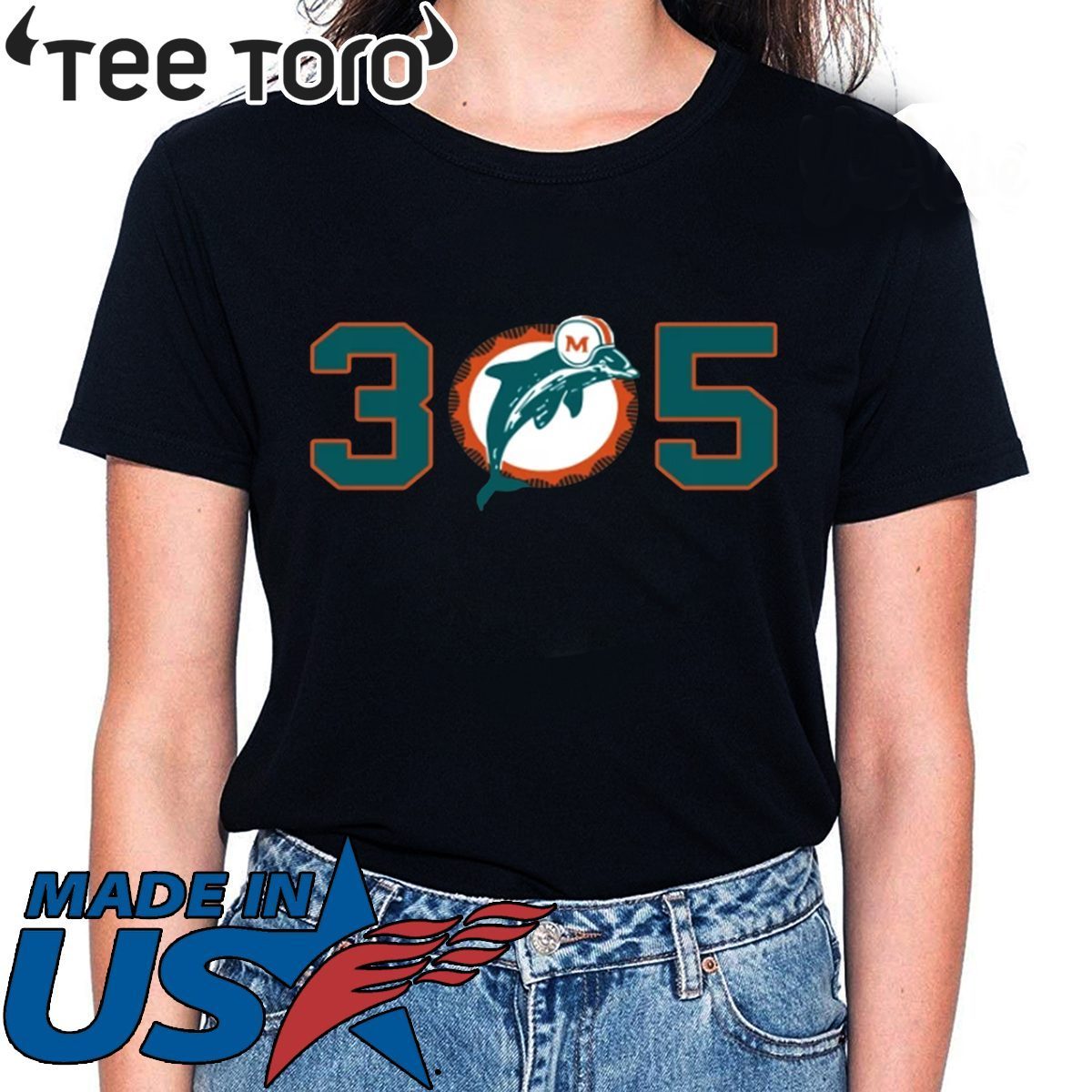 305 T-Shirt Miami Dolphins Tee - OrderQuilt.com