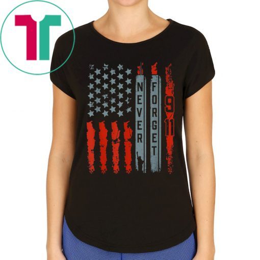 American Flag Never Forget 911 Memorial Tee Shirt American Patriot Day