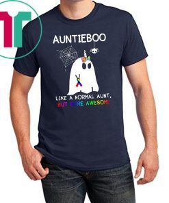 Auntieboo like a normal aunt but more awesome cancer ribbon shirt