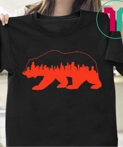 Bear Walking Downtown Chicago City Skyline Tee Shirt