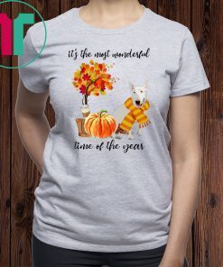 Bull Terrier It’s The Most Wonderful Time Of The Year Fall Autumn Maple Leaf Shirt