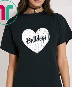 Bulldogs School Sports Fan Team Spirit Mascot Heart Gift T-Shirt