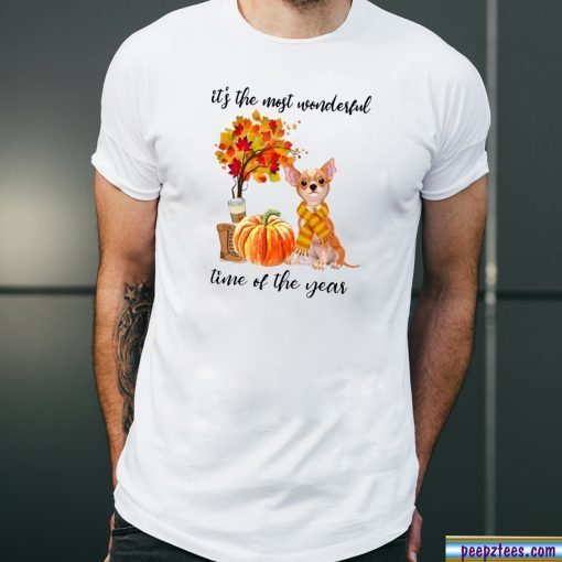 Chihuahua It’s The Most Wonderful Time Of The Year Fall Autumn Maple Leaf Shirt