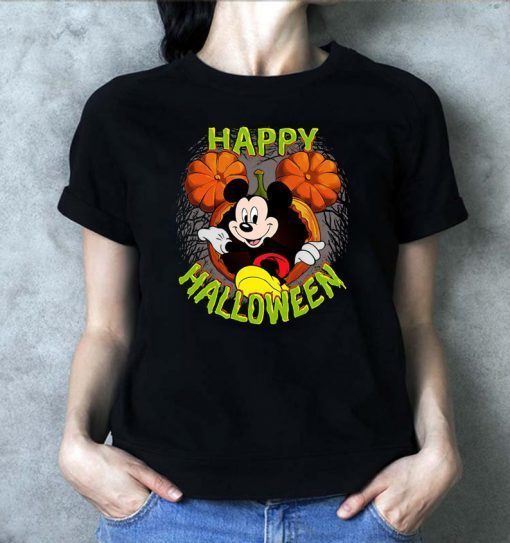 Disney mickey mouse pumpkin happy halloween Shirt