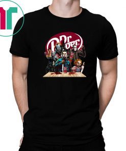 Funny Halloween Horror Characters Drinking Dr Pepper T-Shirt
