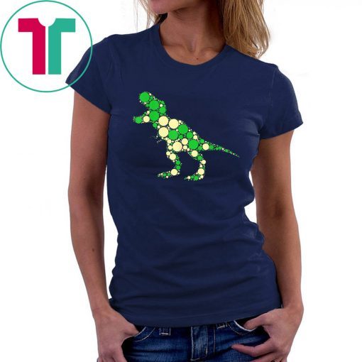 Green polka dot t-rex dinosaur international dot day shirt