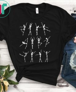 Halloween Dancing Ballet Pattern Skeleton Ballerina Costume Tee Shirt