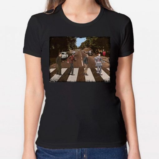 Halloween Horror Characters Abbey Road Tee Shirt