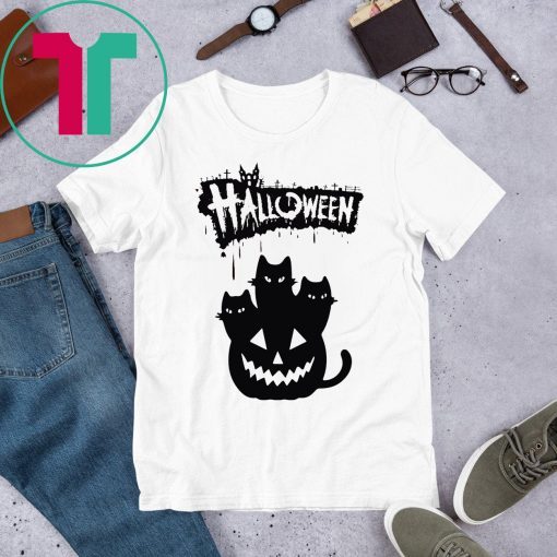 Halloween Pumpkin Cats Funny T-Shirt