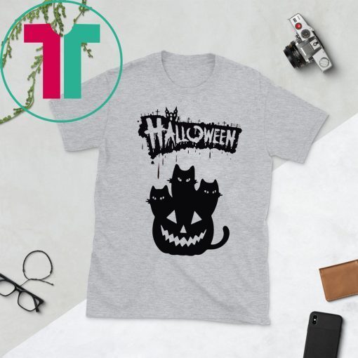 Halloween Pumpkin Cats Funny T-Shirt