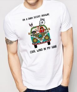 Hippie Dog On A Dark Desert Highway T-Shirt For Mens Womens