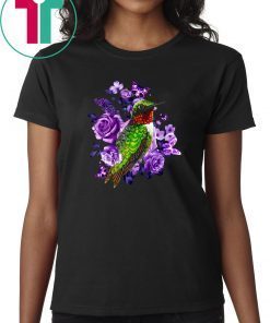 Hummingbird and purple rose flower shirt