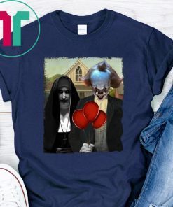 HALLOWEEN IT PENNYWISE AND VALAK THE NUN AMERICAN GOTHIC T-SHIRT