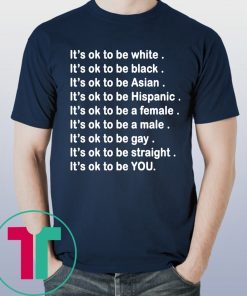 It’s ok to be white, black, Asian, Hispanic, a female, a male, gay, straight, YOU Tee Shirt