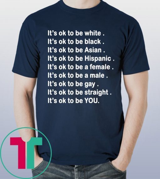 It’s ok to be white, black, Asian, Hispanic, a female, a male, gay, straight, YOU Tee Shirt