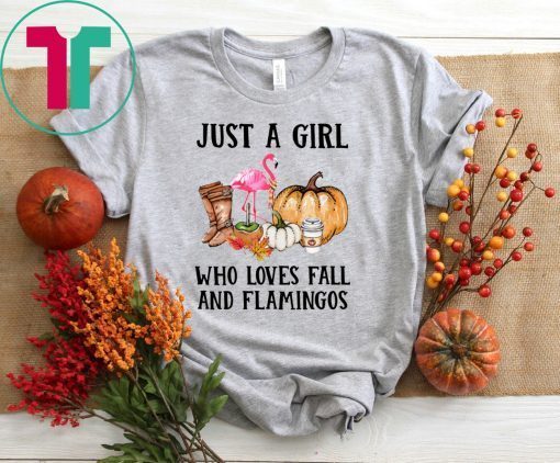 Just a girl who loves fall and Flamingos Funny T-Shirt