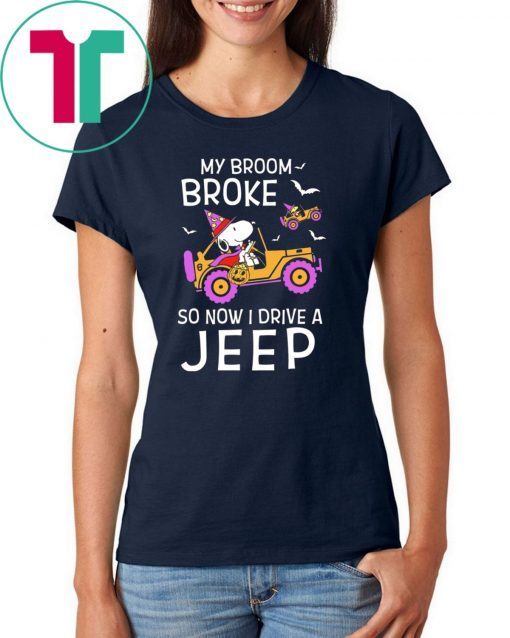 My Broom Broke So Now I Drive A Jeep Snoopy Halloween T-shirt