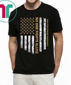No One Fights Alone USA Flag Childhood Cancer Awareness Tee Shirt