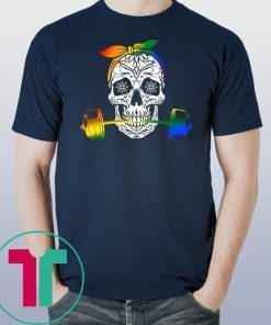 Rainbow Sugar Skull Weight Lifting LGBT T-shirt