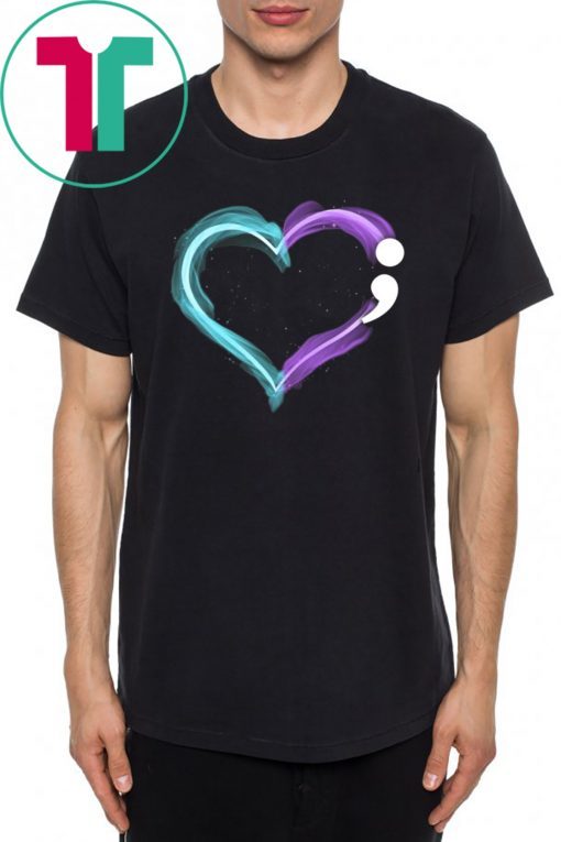 Semicolon Heart Suicide Prevention Awareness T-shirt