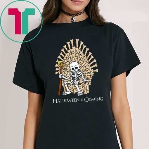 Skeleton Bones Throne Funny Halloween Tee Shirt