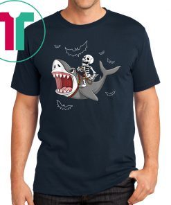 Skeleton Riding Shark Funny Halloween Shirt