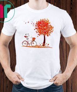Snoopy riding a bicycle hello autumn Tee shirt