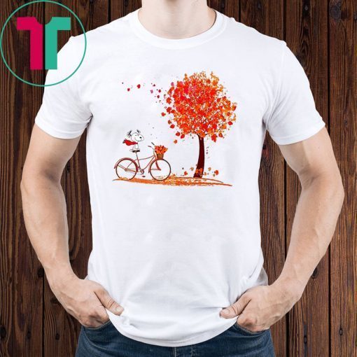 Snoopy riding a bicycle hello autumn Tee shirt