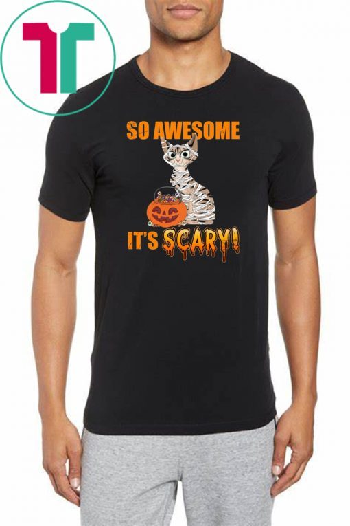 So Awesome It's Scary Mummy Cat Halloween Kid T-shirt
