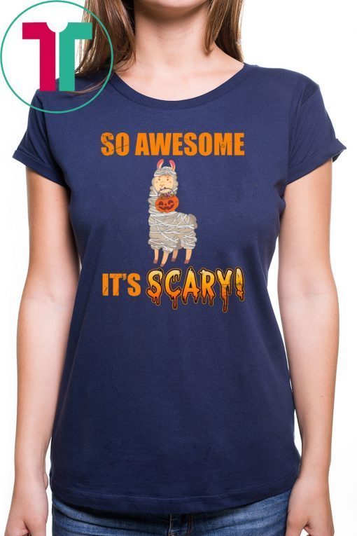 So Awesome It's Scary Mummy Llama Halloween Kid T-shirt