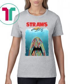 Official straws shark turtles t-shirt