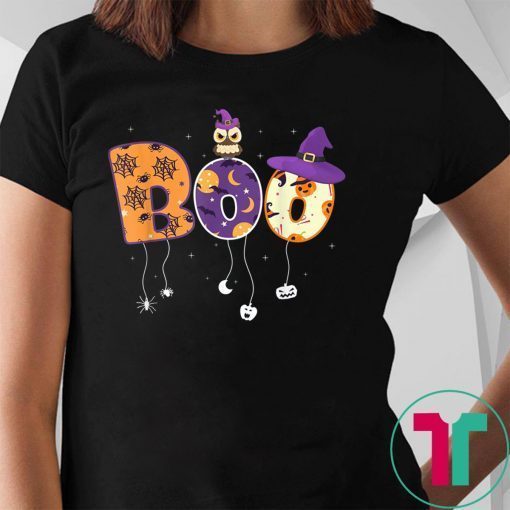 Boo Halloween Costume Spiders Pumkin & Witch Hat T-Shirt